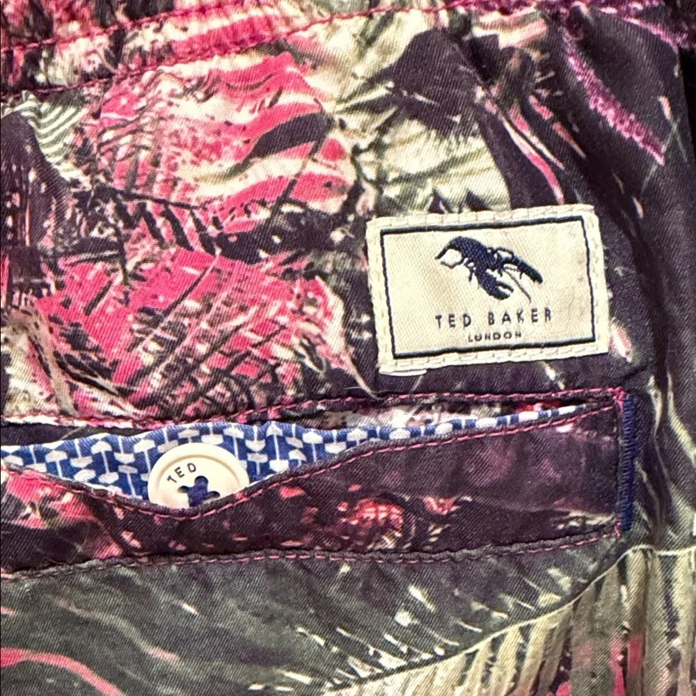 Ted Baker London Men’s Swim Trunks – Tropical Print 4 1/2” Inseam Lined Shorts